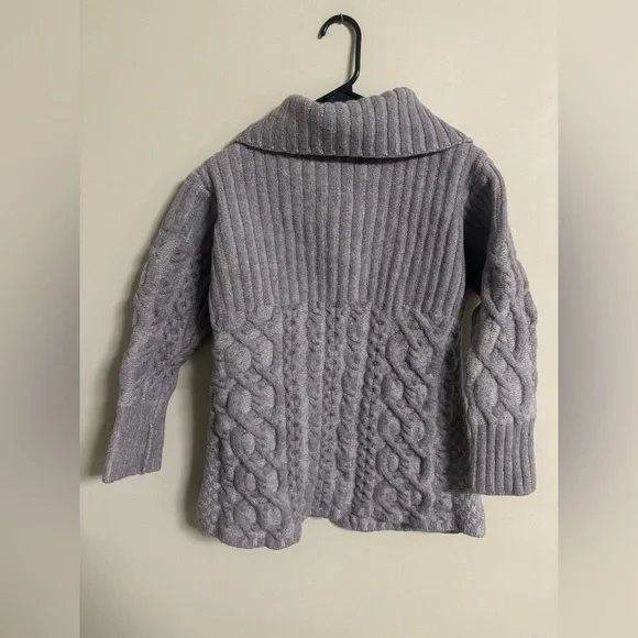 Aran Crafts 100% Merino Wool Sweater Ireland Gray Long Cardigan Size Medium - Picture 2 of 7